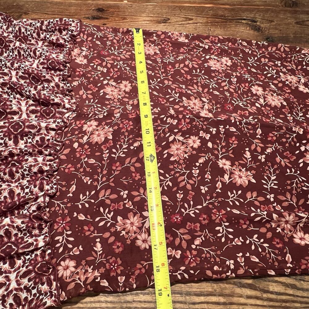 Knox Rose Maxi Dress Tiered Floral Print Mixed Print Strappy Burgundy XS Prairie - Picture 11 of 14